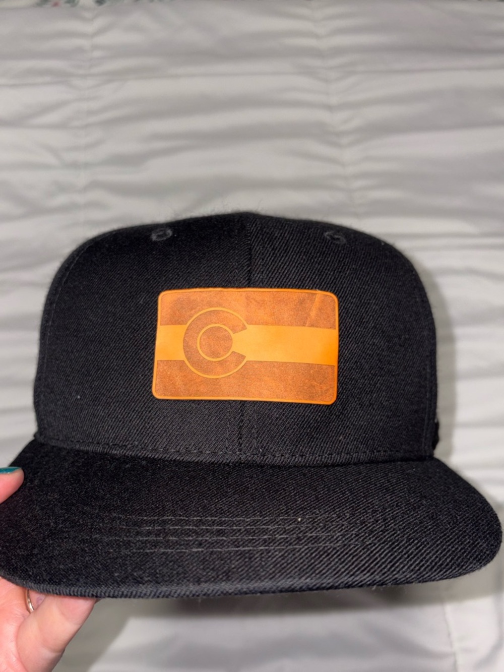 Aksels Red Laser Colorado Rocky Mountains Snapback Leather Patch Logo Cap